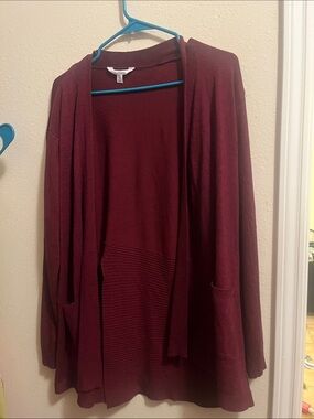 Classic Open-Front Burgundy Women's Cardigan Sweater